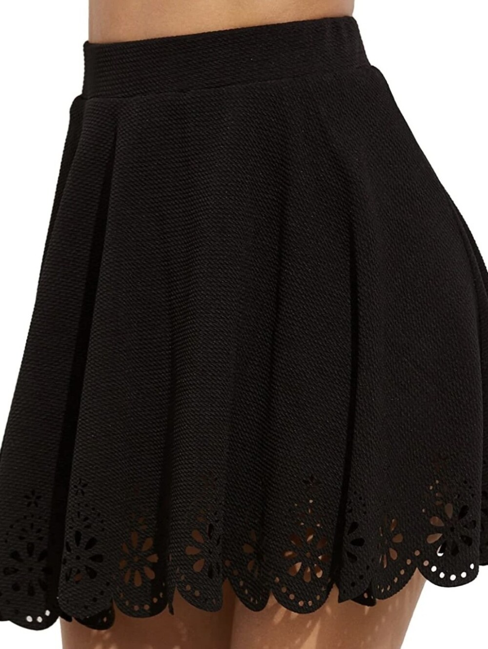 EUC Black Scalloped Eyelet Skater Skirt